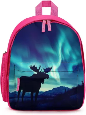 Northern Lights Forests And Moose Backpack Small Shoulder Bag Travel Bag Casual Daybacks Handbags One Size