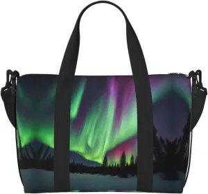 Northern Lights Painting Duffel Bags for Traveling - Lightweight Personal Item Travel Bags, Gym Bags for Men and Women