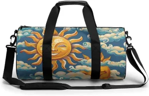 Ocean Sunrise Faces Gym Bag Cylindrical Sports Bag Travel Duffel Bag with Shoulder Strap