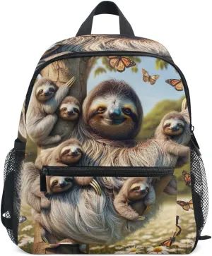 ODAWA Big Sloth Family Kids Backpack, Preschool Backpack with Name Tag Boys Girls Daycare Bag