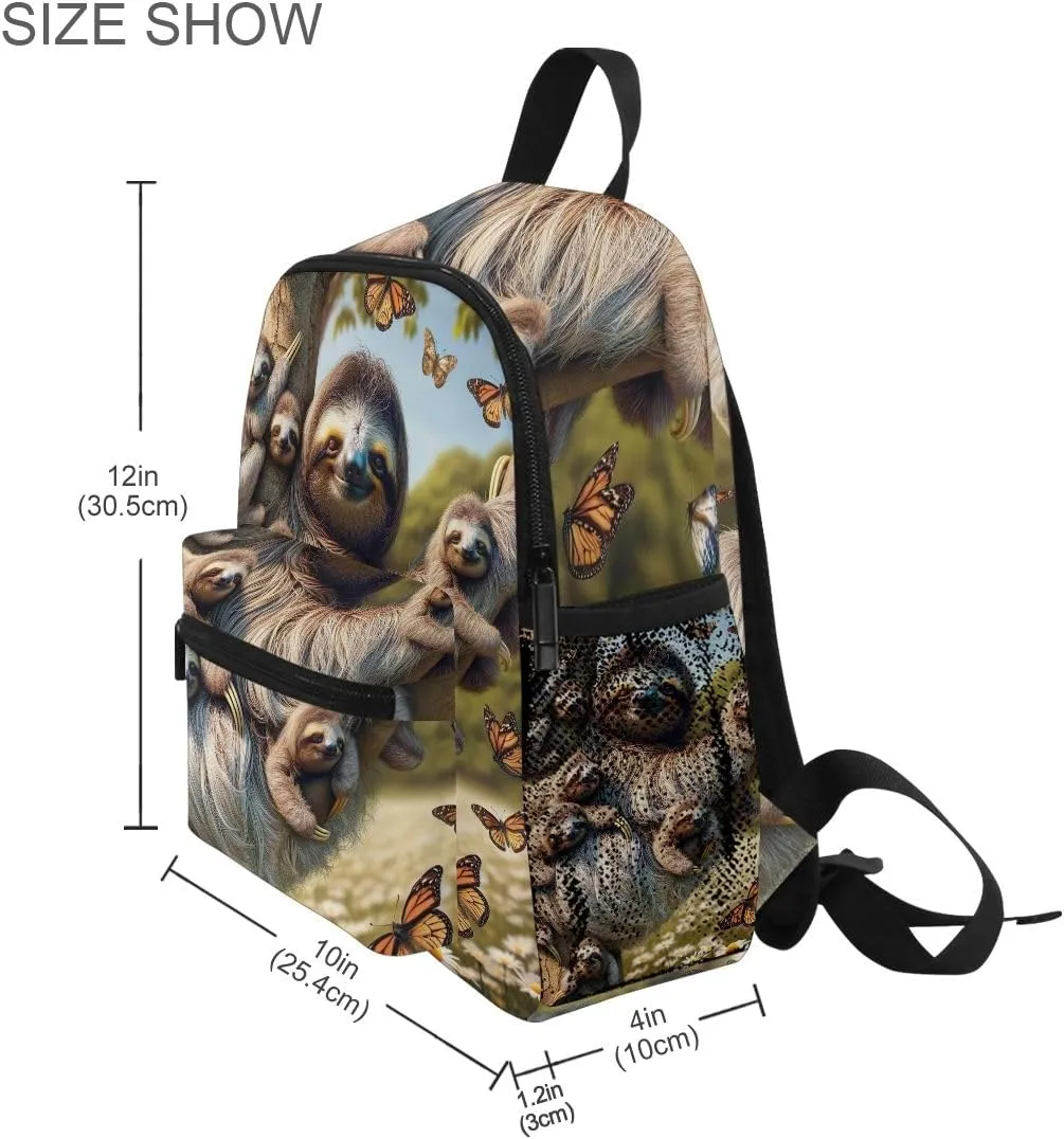 ODAWA Big Sloth Family Kids Backpack, Preschool Backpack with Name Tag Boys Girls Daycare Bag