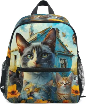 ODAWA Cats Fantasy House Travel Backpack for Kids Preschool Backpack Boys