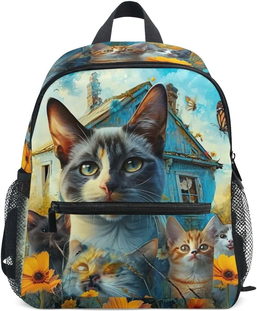 ODAWA Cats Fantasy House Travel Backpack for Kids Preschool Backpack Boys