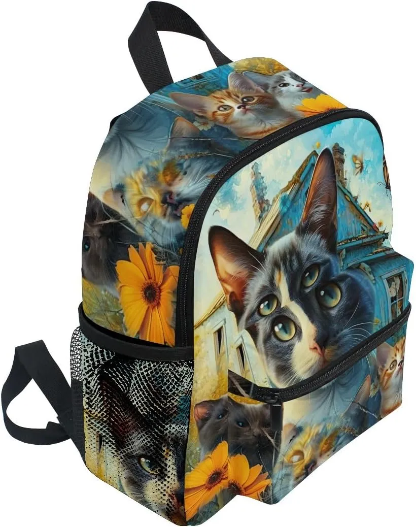 ODAWA Cats Fantasy House Travel Backpack for Kids Preschool Backpack Boys