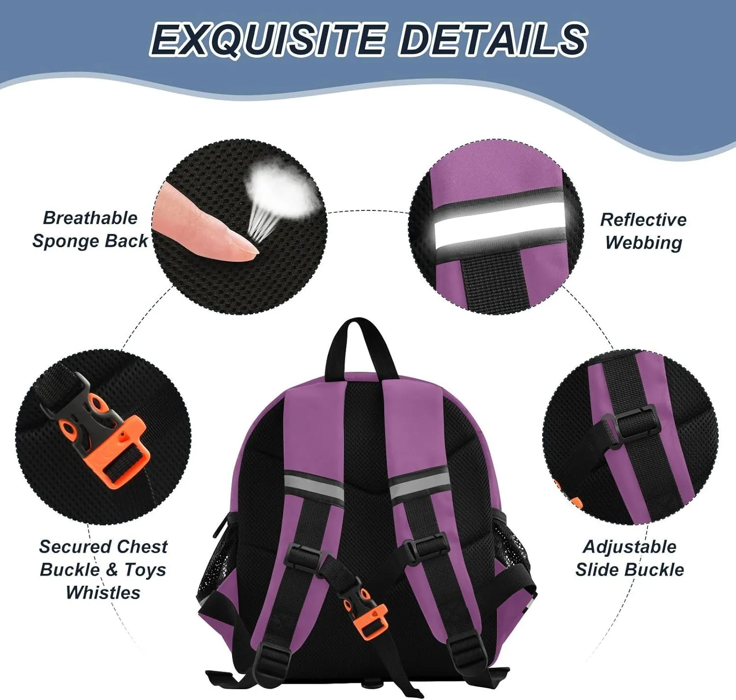 ODAWA Children Harness Bookbag Plum Kids' Backpacks, School Backpack for Girls