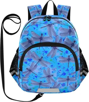 ODAWA Children's Leash Backpacks, Dragonflies Blue Daisies Backpacks for Little Girls 3-6 Years