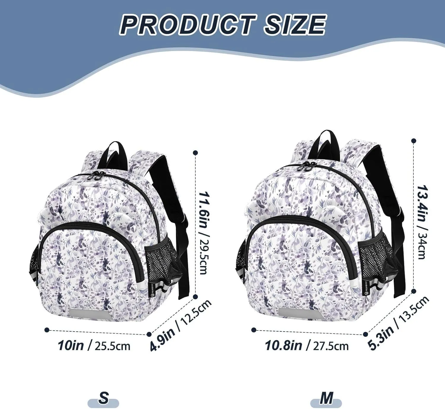 ODAWA Children's Leash Backpacks Floral Watercolor Kid Backpacks, Kindergarten Backpack for Boys