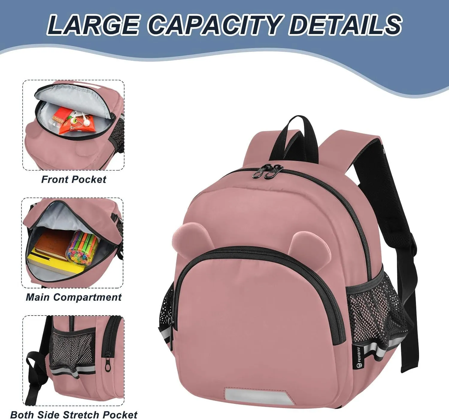 ODAWA Kid Backpack Old Rose Toddler Backpacks with Leash, School Backpack for Little Boy
