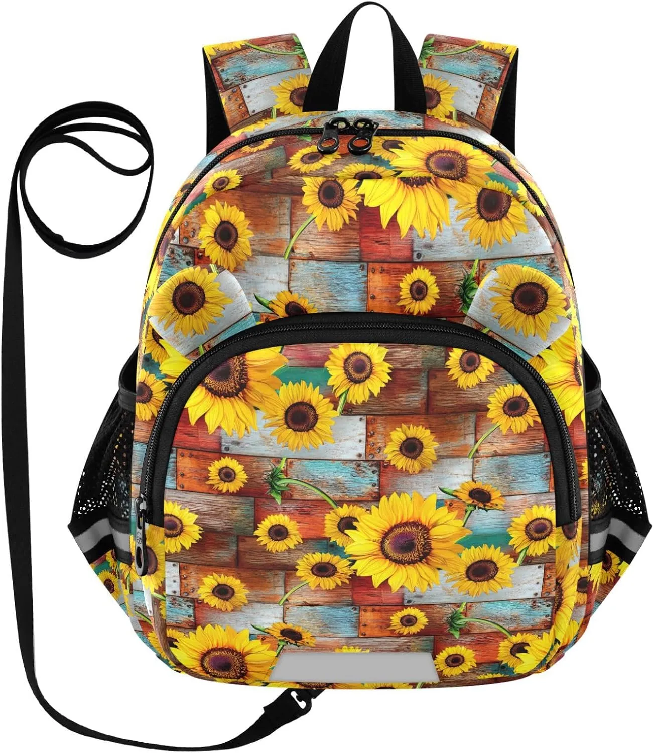 ODAWA Kids Backpack Sunflowers Rustic Wooden Children Harness Bookbag, Toddler Backpack for Boys and Girls