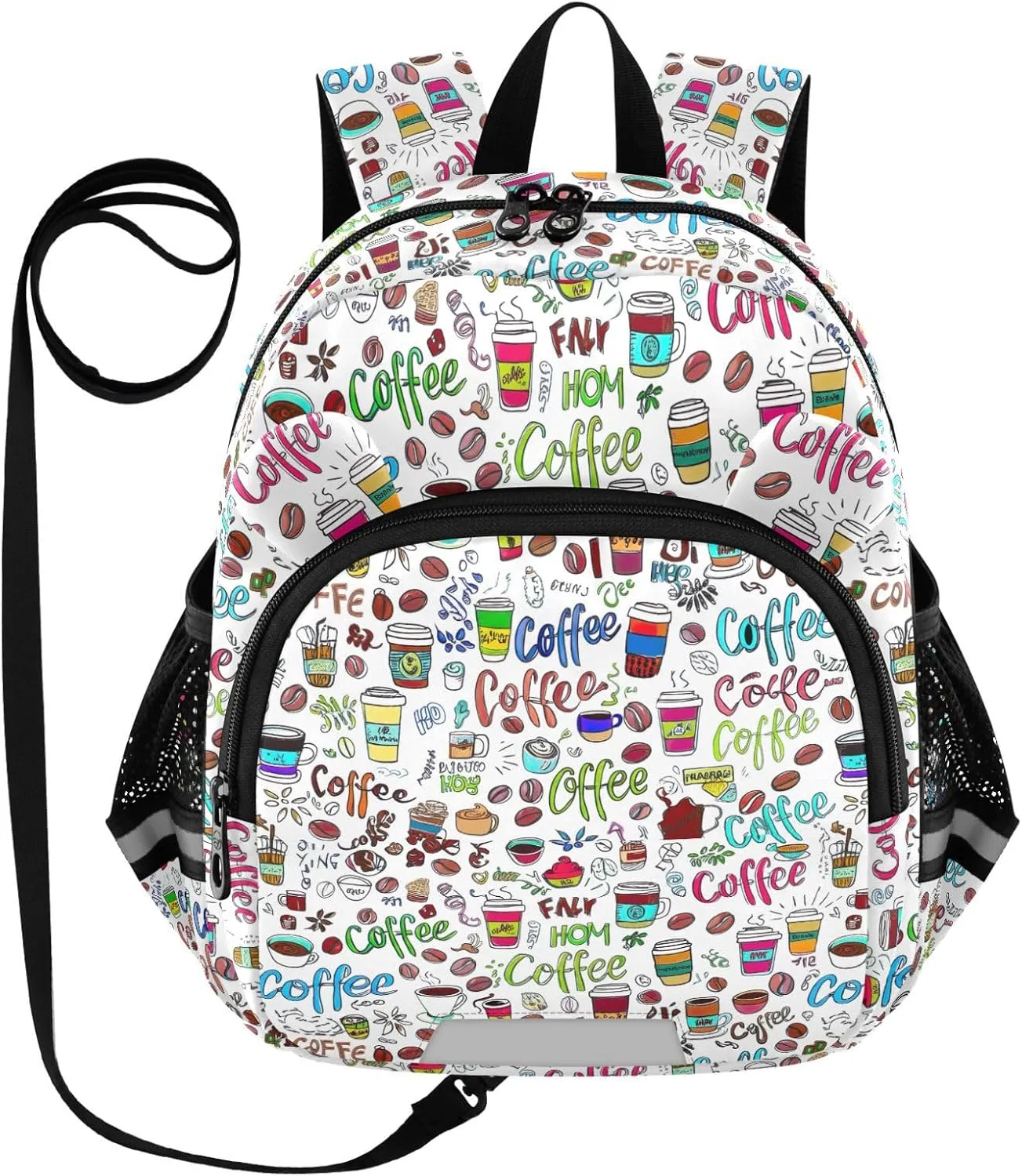 ODAWA Kids' Backpacks Coffee Cups Doodle Toddler Backpacks with Leash, School Backpack for Little Girl
