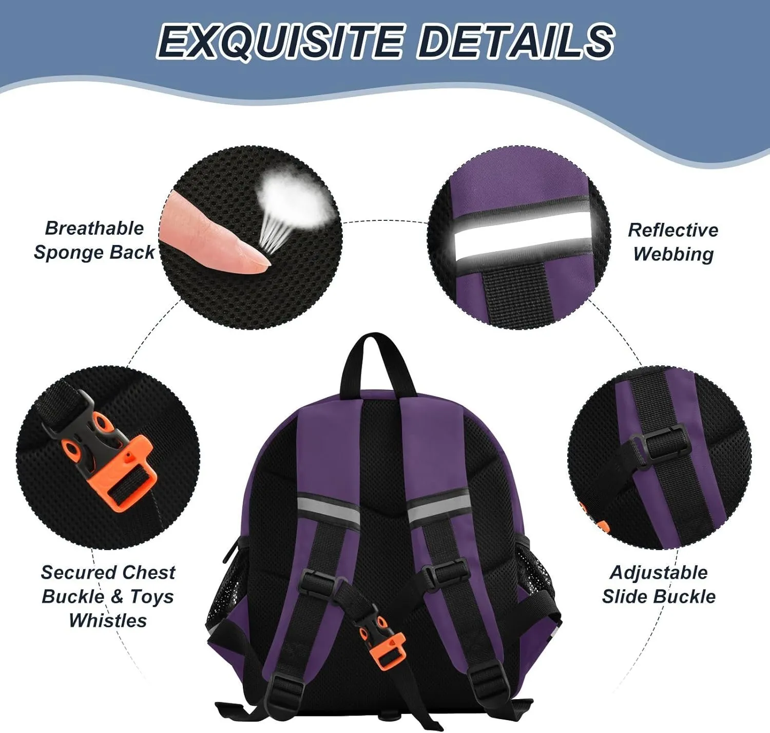 ODAWA Kids' Backpacks Purple Toddler Leash Backpacks, Kindergarten Backpack for Girls