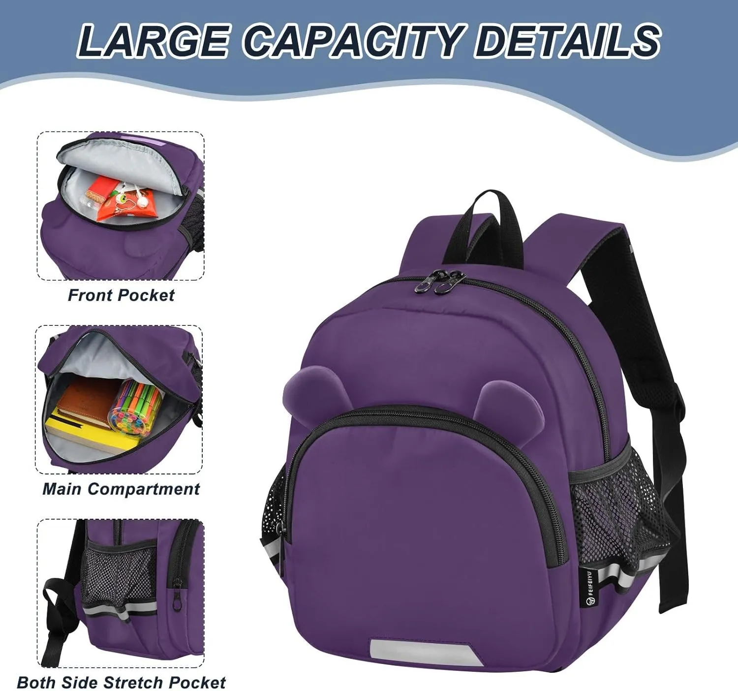 ODAWA Kids' Backpacks Purple Toddler Leash Backpacks, Kindergarten Backpack for Girls