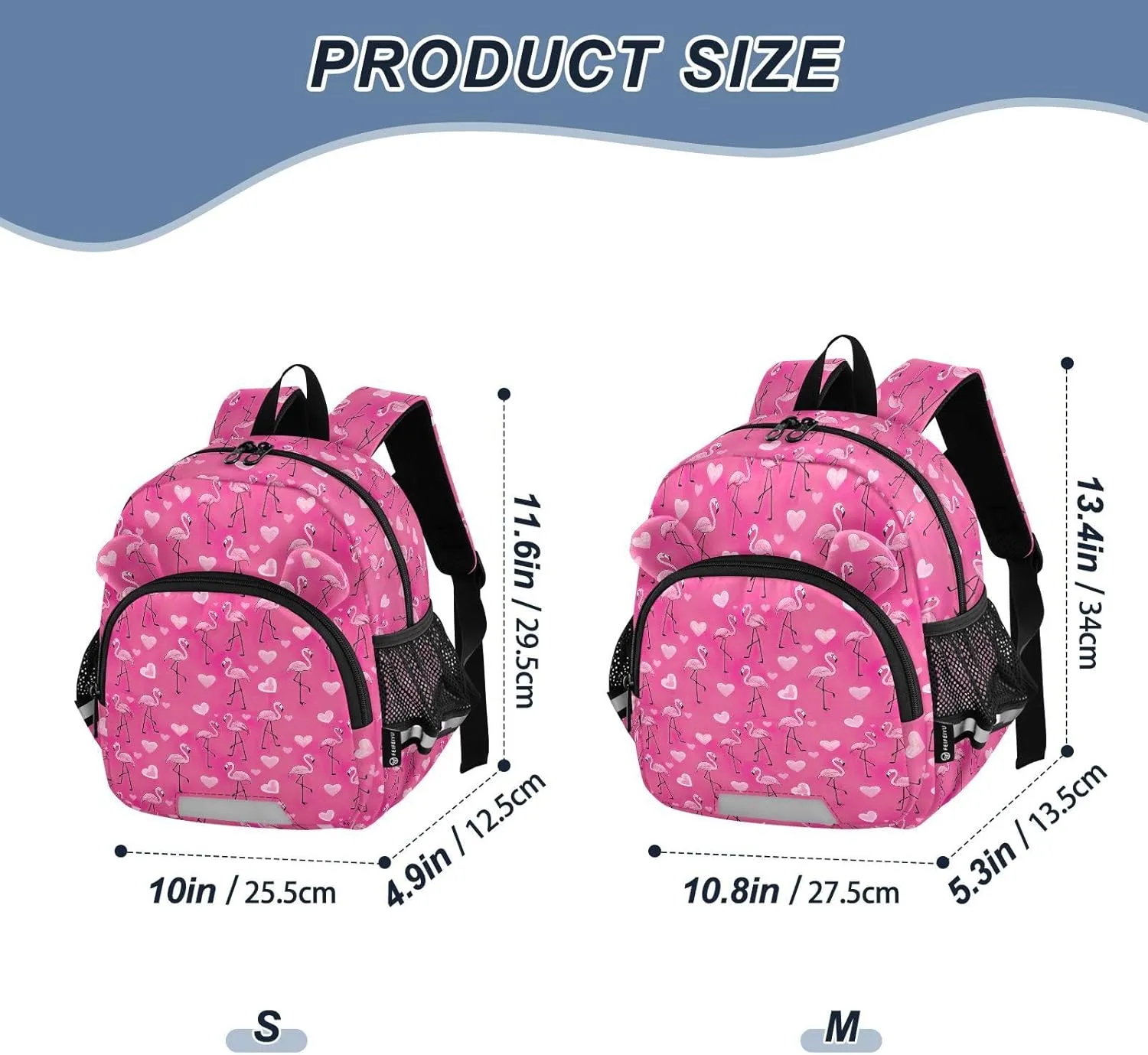 ODAWA Preschool Backpacks with Safety Harness Leash Flamingo Heart Kid Backpacks, Kindergarten Backpack for Girls