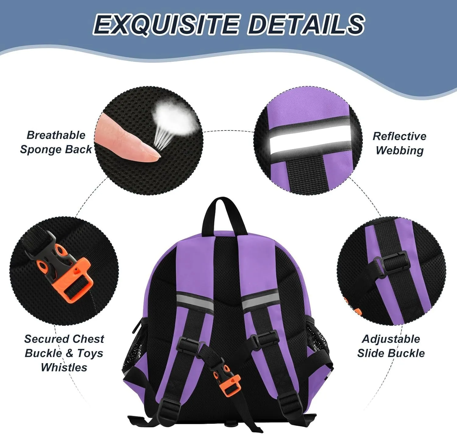 ODAWA Toddler Leash Backpacks Amethyst Kids' Backpacks, Toddler Backpack for Boys and Girls