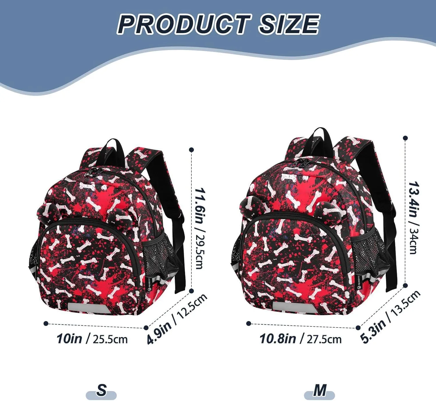 ODAWA Toddler Leash Backpacks Dog Bones Kids' Backpacks, Toddler Backpack for Boys and Girls