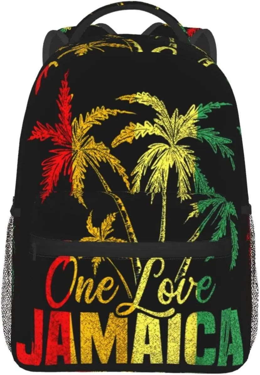 One Loves Jamaica Caribbean Vacation Reggae Backpack Double Shoulder Bag 15 Inch Laptop Bagpack for Hiking Work Camping Travel