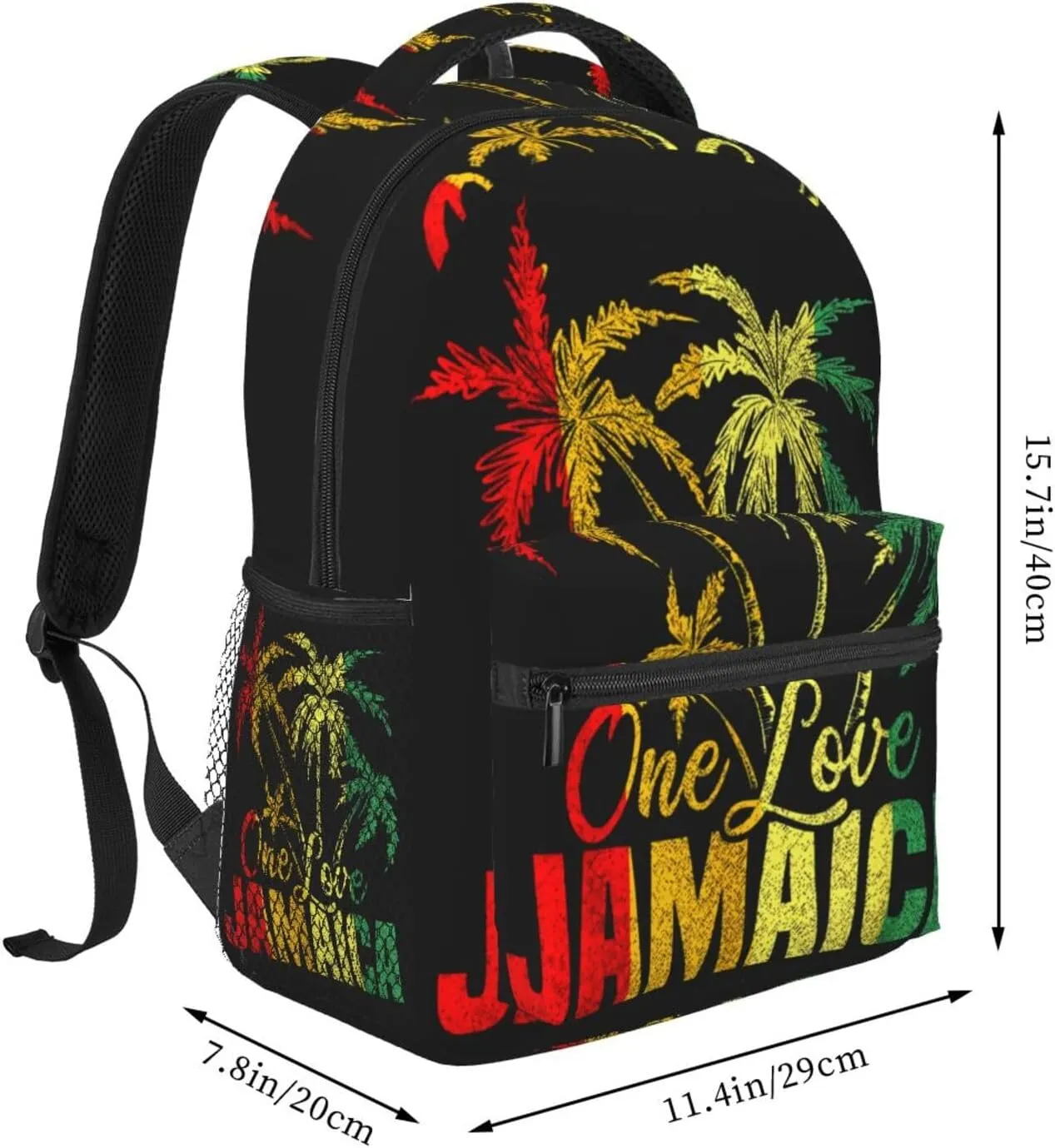 One Loves Jamaica Caribbean Vacation Reggae Backpack Double Shoulder Bag 15 Inch Laptop Bagpack for Hiking Work Camping Travel