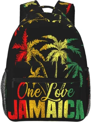 One Loves Jamaica Caribbean Vacation Reggae Backpack Double Shoulder Bag 15 Inch Laptop Bagpack for Hiking Work Camping Travel