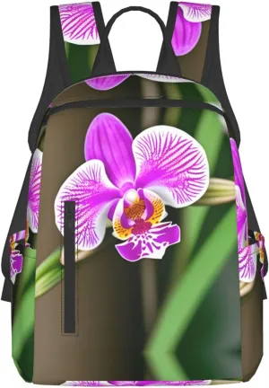 Orchid Print Lightweight Hiking Backpack Travel Bags Casual Daypacks Unisex Polyester backpacks