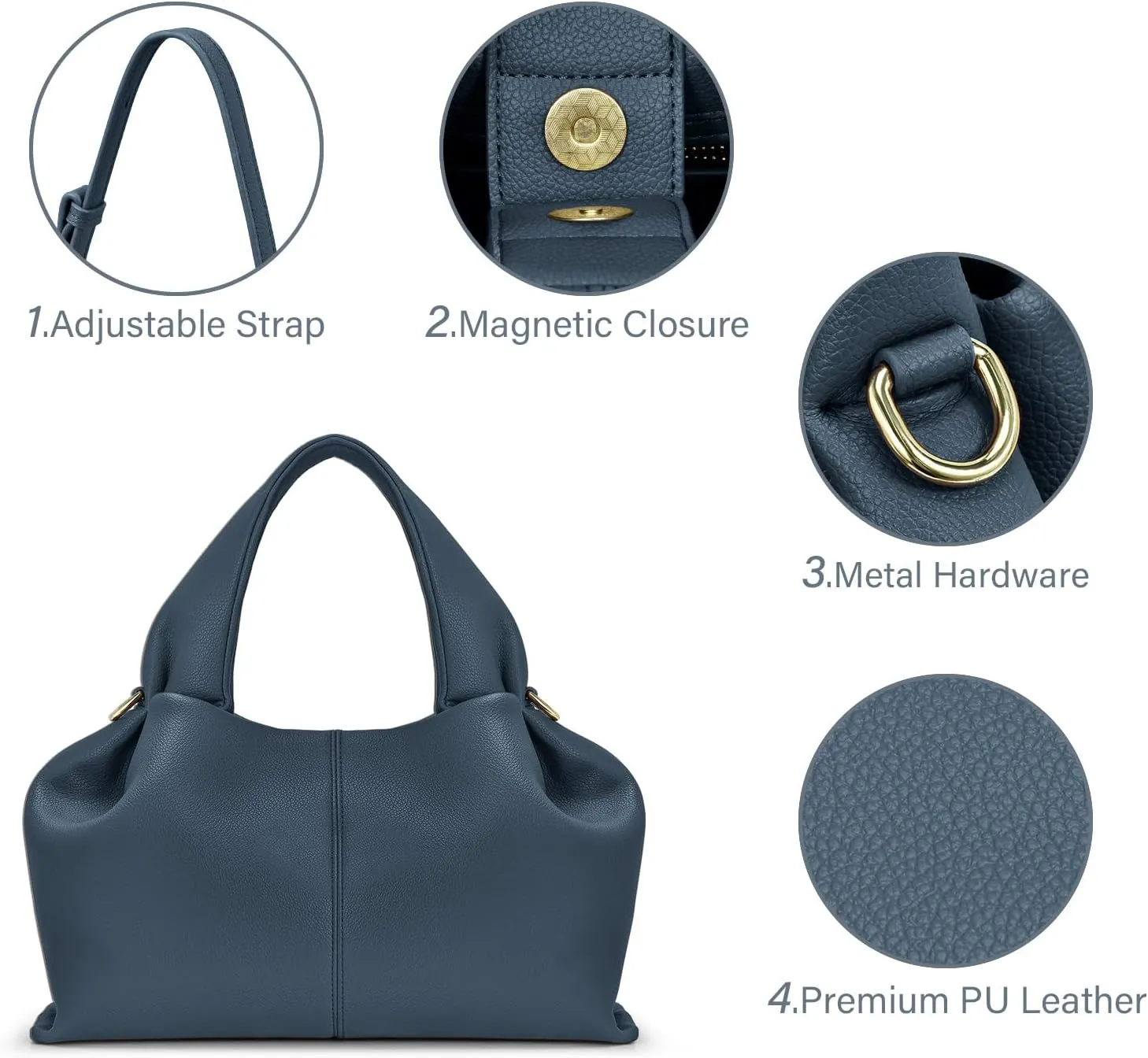 oscaurt Purses and Handbags for Women Trendy Dumpling Cloud Bag Chic PU Leather Tote Shoulder Bag with Removable Strap