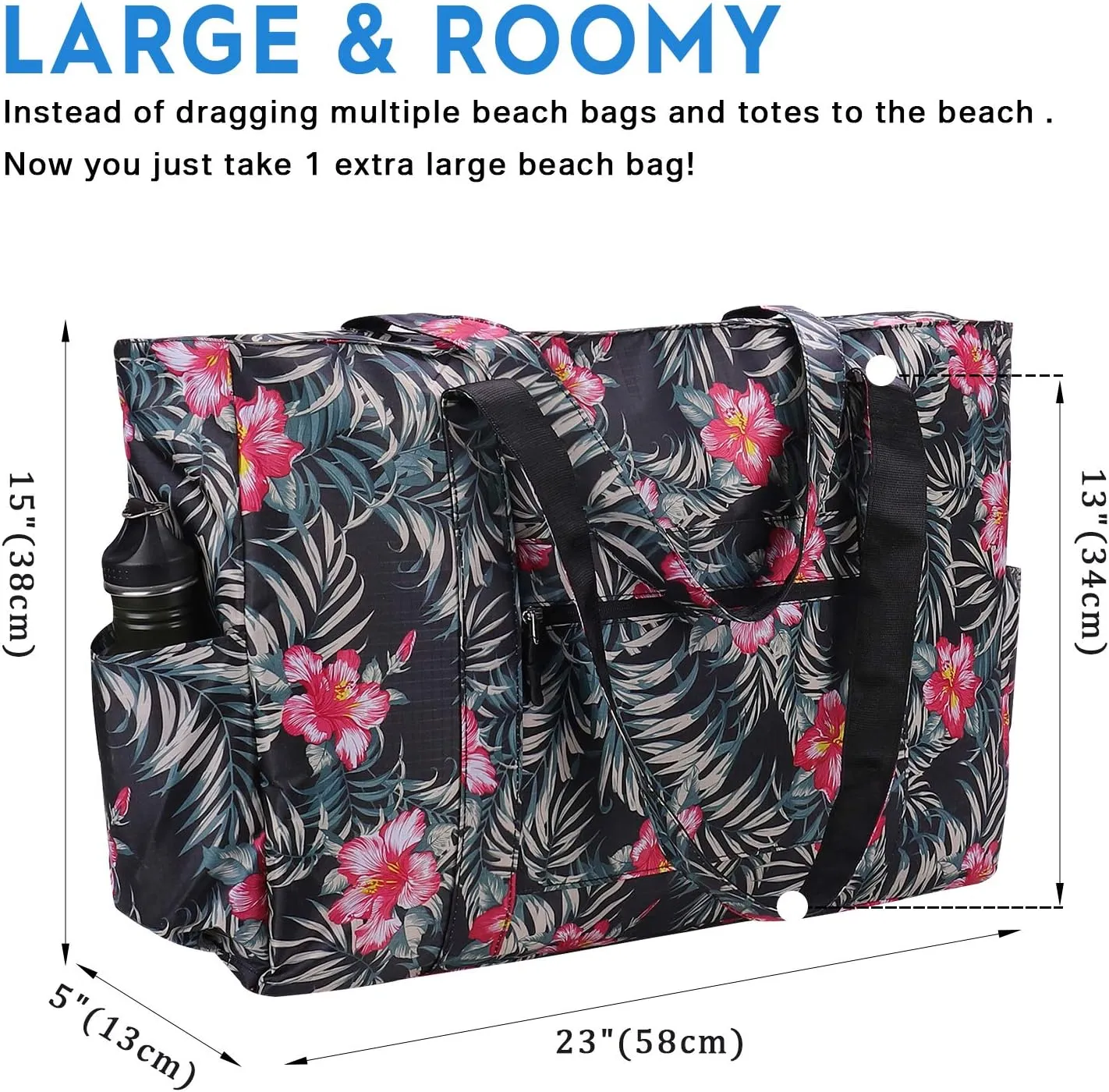 Outrip Extra Large Beach Tote Bags for Family Waterproof Pool Bag for Women with Zipper