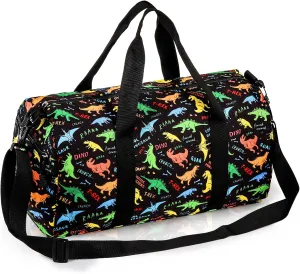 Overnight Duffel Bags, Weekender Carry-On Tote Luggage Bag with Zipper, Dinosaur Pattern Gym Sport Travel Bag for Practice
