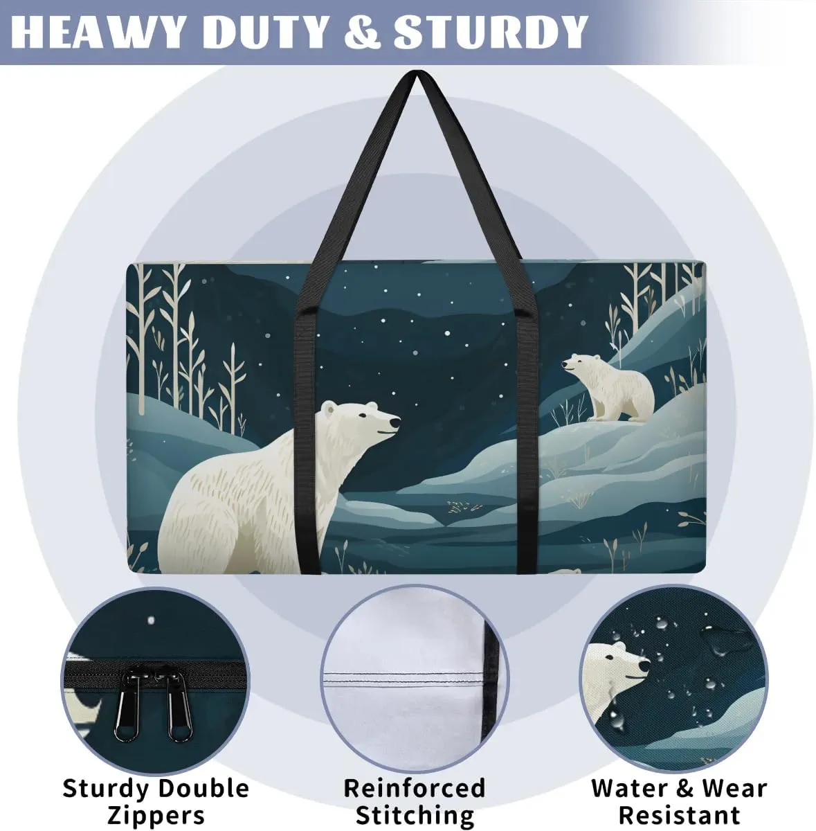 Oversized Moving Bags Animals Bears Lovely Waterproof Storage Totes Large Storage Bags for Clothes Packing Bags for Moving Travel & Clothes Storage