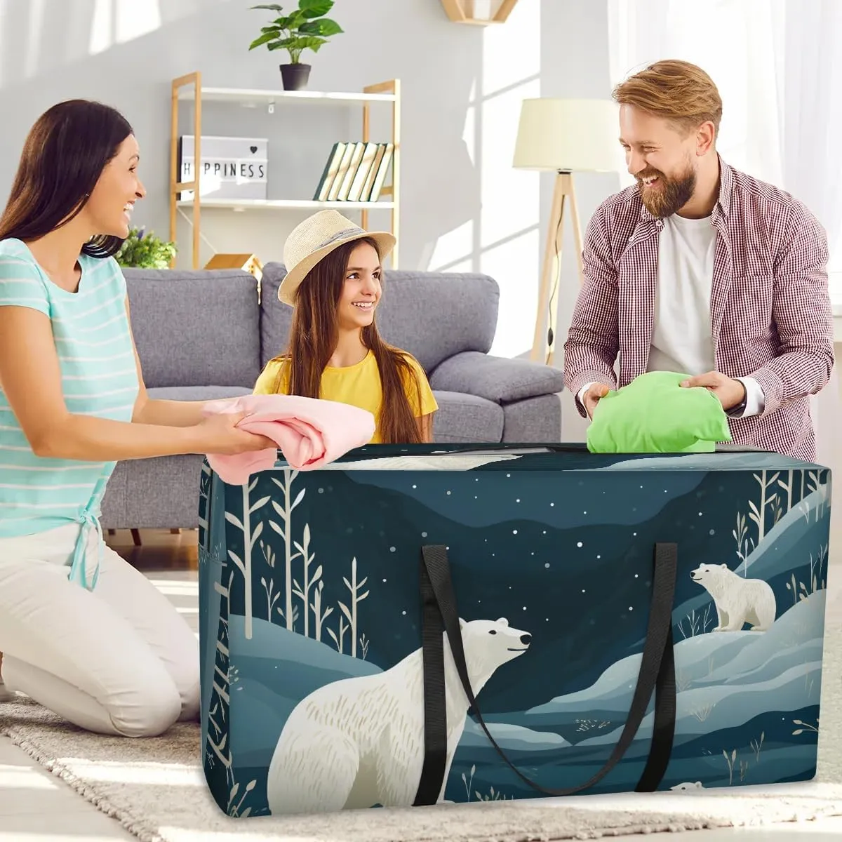 Oversized Moving Bags Animals Bears Lovely Waterproof Storage Totes Large Storage Bags for Clothes Packing Bags for Moving Travel & Clothes Storage