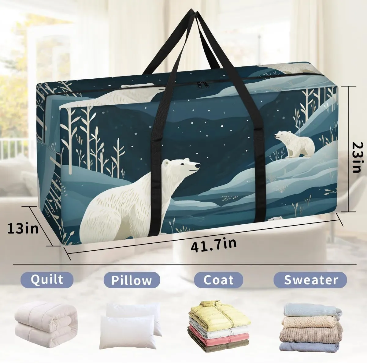 Oversized Moving Bags Animals Bears Lovely Waterproof Storage Totes Large Storage Bags for Clothes Packing Bags for Moving Travel & Clothes Storage