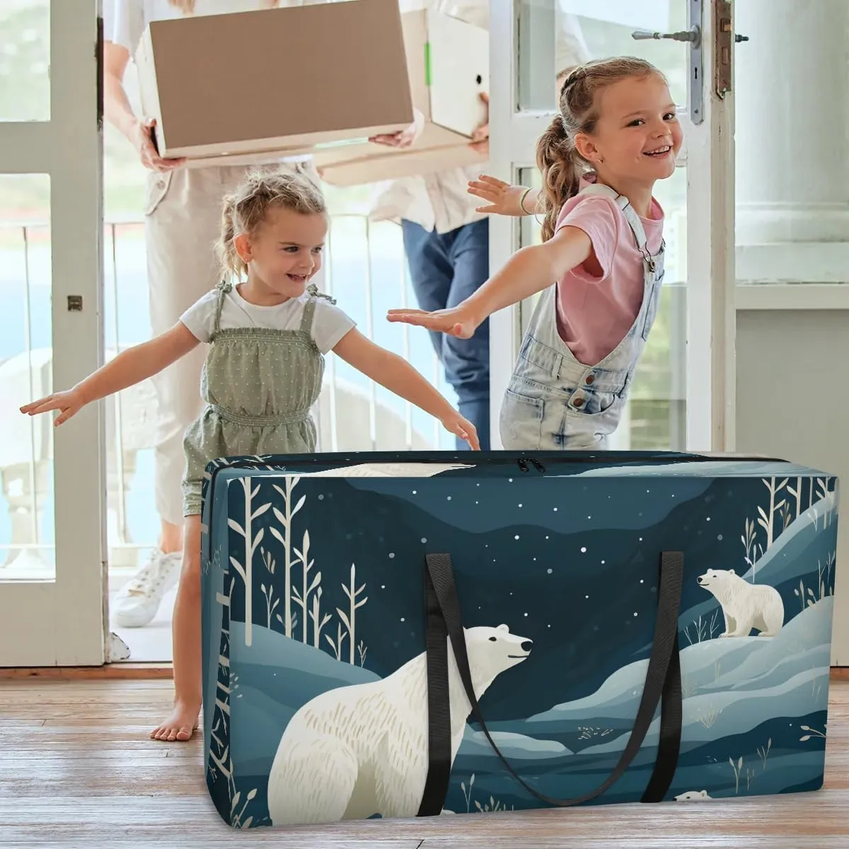 Oversized Moving Bags Animals Bears Lovely Waterproof Storage Totes Large Storage Bags for Clothes Packing Bags for Moving Travel & Clothes Storage