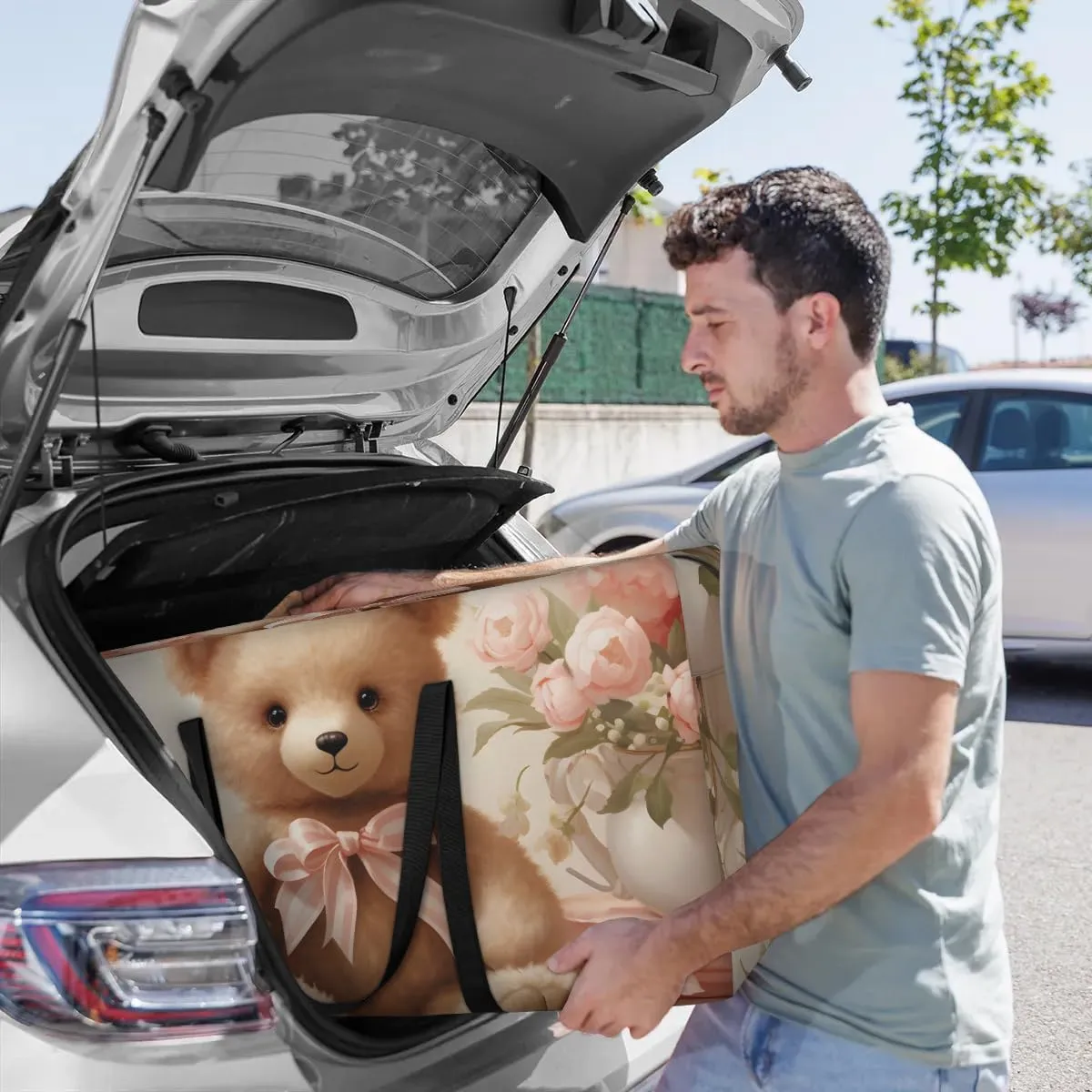 Oversized Moving Bags Bear Cute Flowers Waterproof Storage Totes Large Storage Bags for Clothes Packing Bags for Moving Travel & Clothes Storage