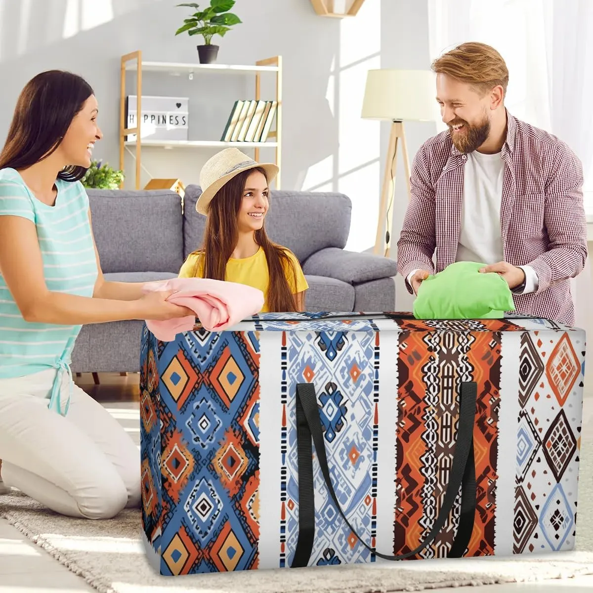 Oversized Moving Bags Boho Bohemian Style Waterproof Storage Totes Large Storage Bags for Clothes Packing Bags for Moving Travel & Clothes Storage