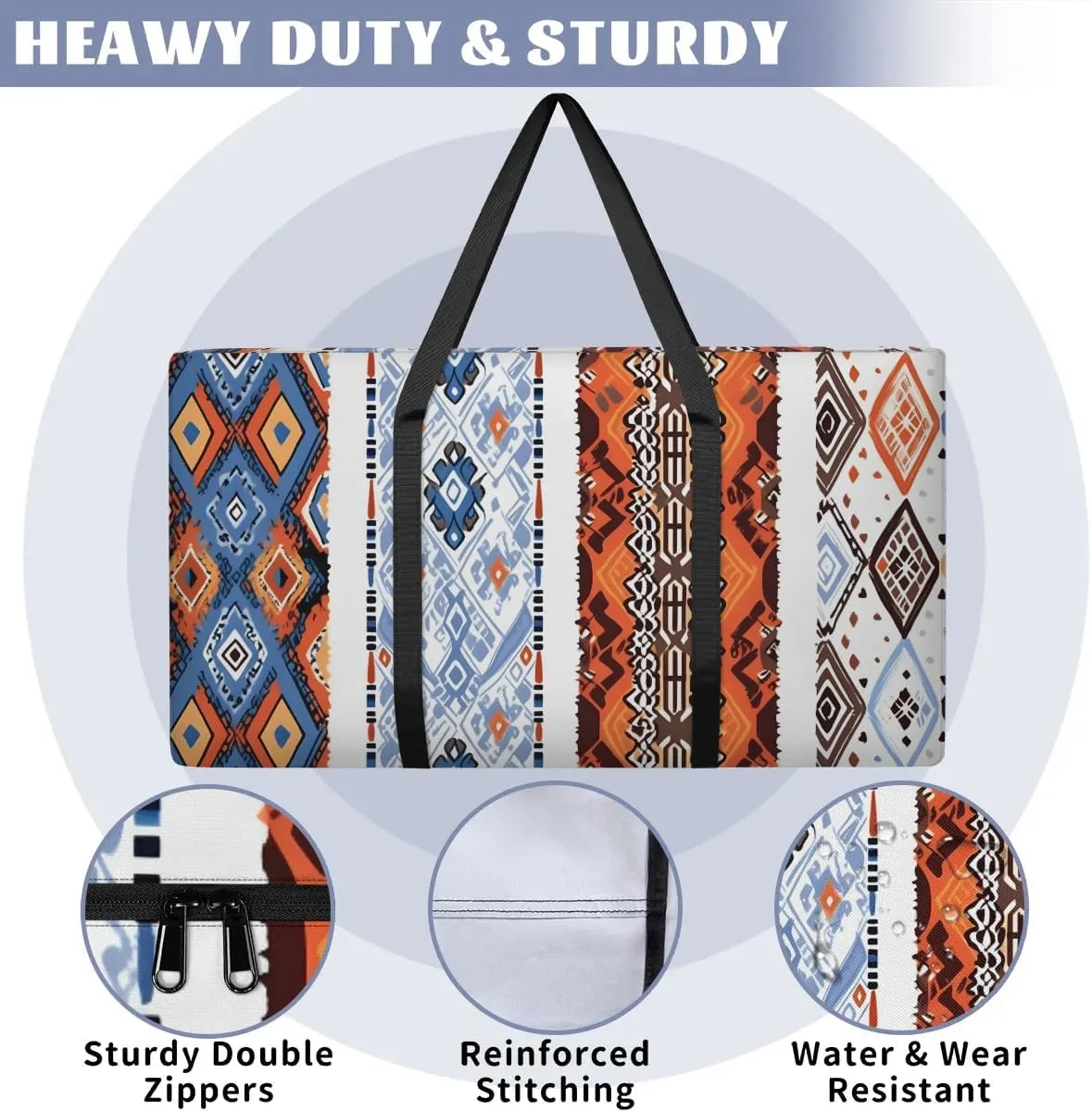 Oversized Moving Bags Boho Bohemian Style Waterproof Storage Totes Large Storage Bags for Clothes Packing Bags for Moving Travel & Clothes Storage