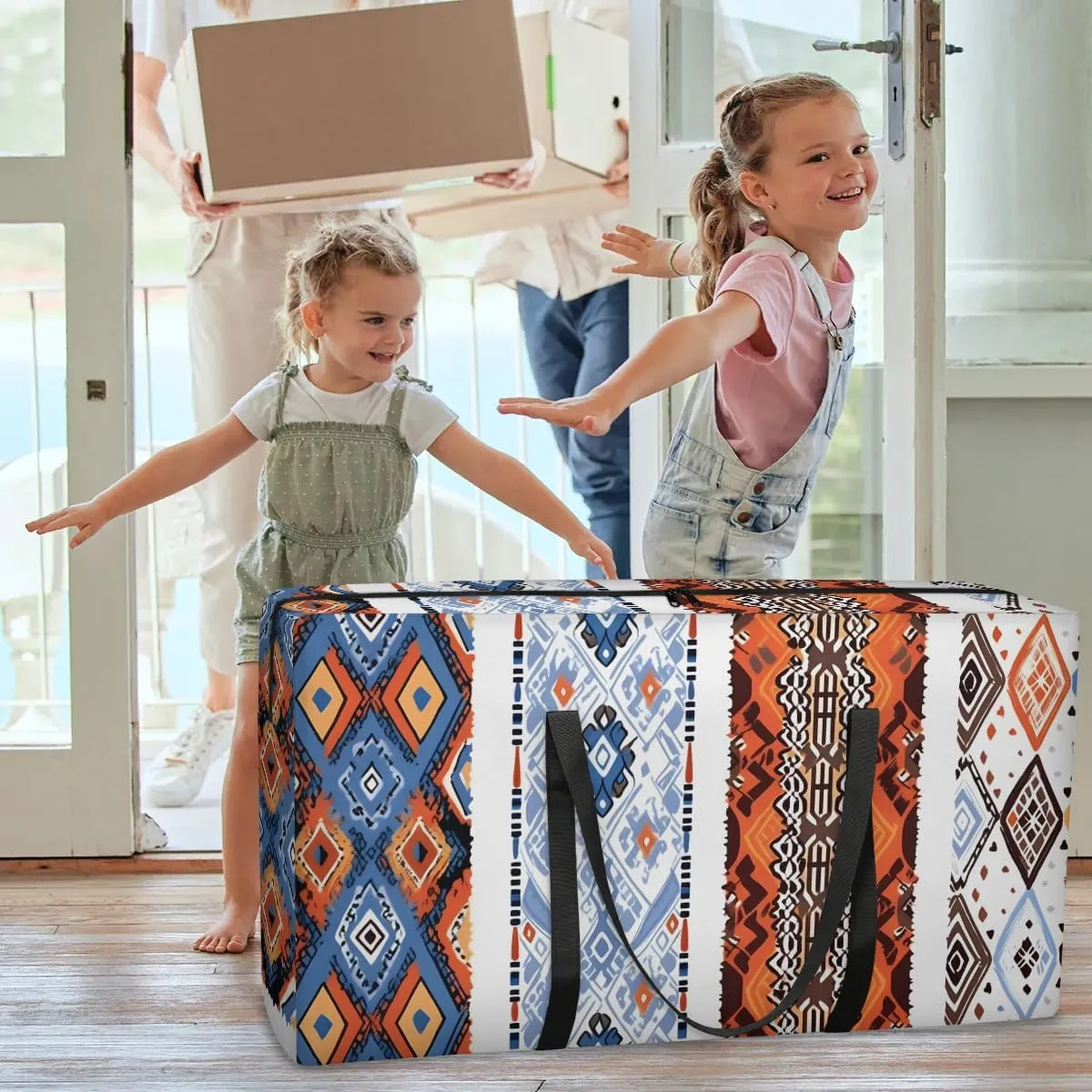 Oversized Moving Bags Boho Bohemian Style Waterproof Storage Totes Large Storage Bags for Clothes Packing Bags for Moving Travel & Clothes Storage