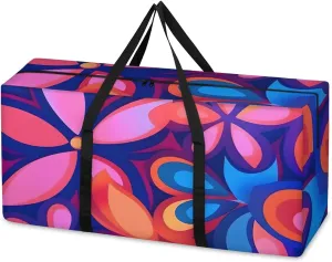 Oversized Moving Bags Boho Flowers Waterproof Storage Totes Large Storage Bags for Clothes Packing Bags for Moving Travel & Clothes Storage