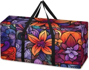 Oversized Moving Bags Colorful Bohemian Floral Waterproof Storage Totes Large Storage Bags for Clothes Packing Bags for Moving Travel & Clothes Storage