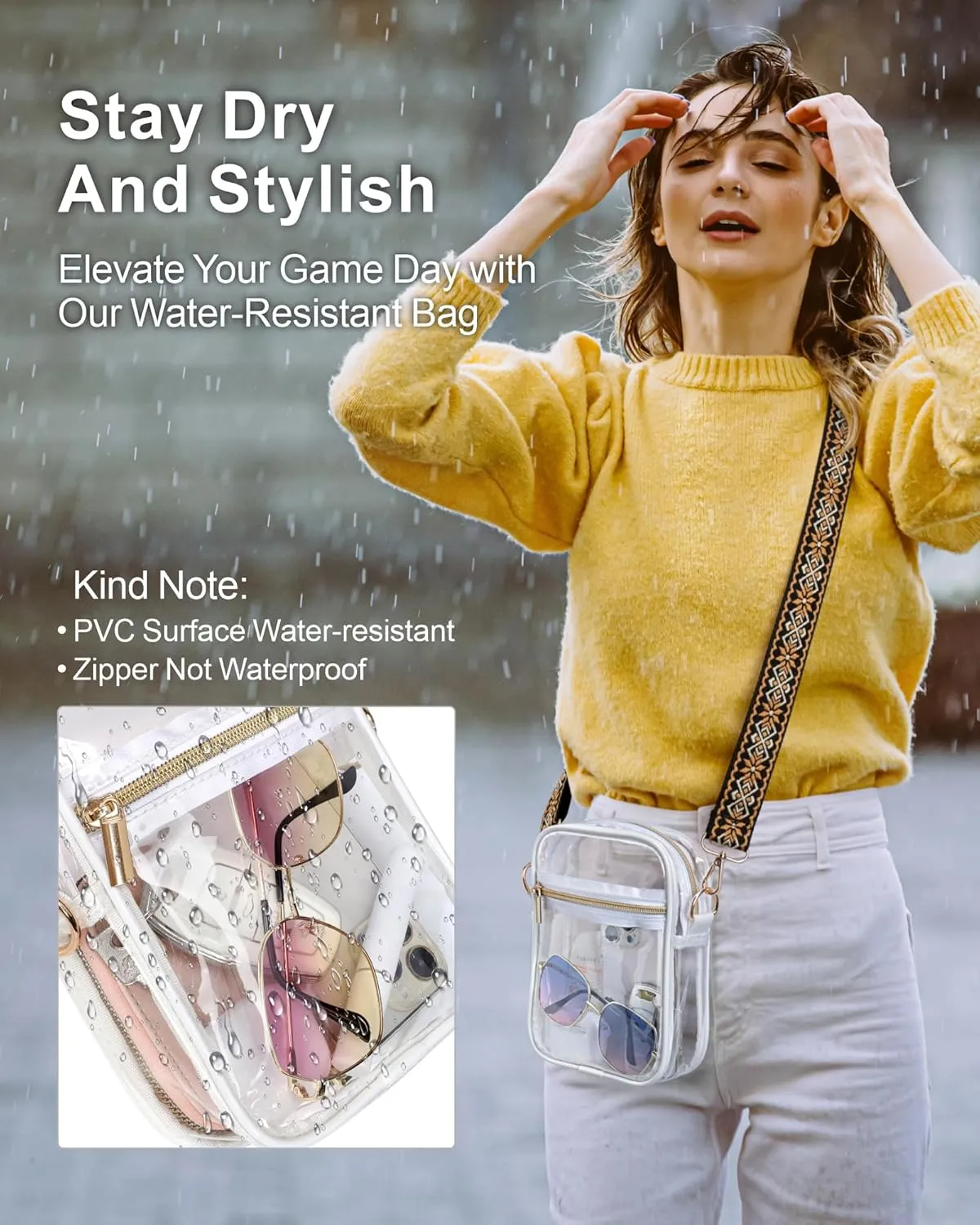 PACKISM Clear Bag for Stadium Events - Clear Purses for Women Stadium Crossbody Messenger Bag for Concerts Sporting Events