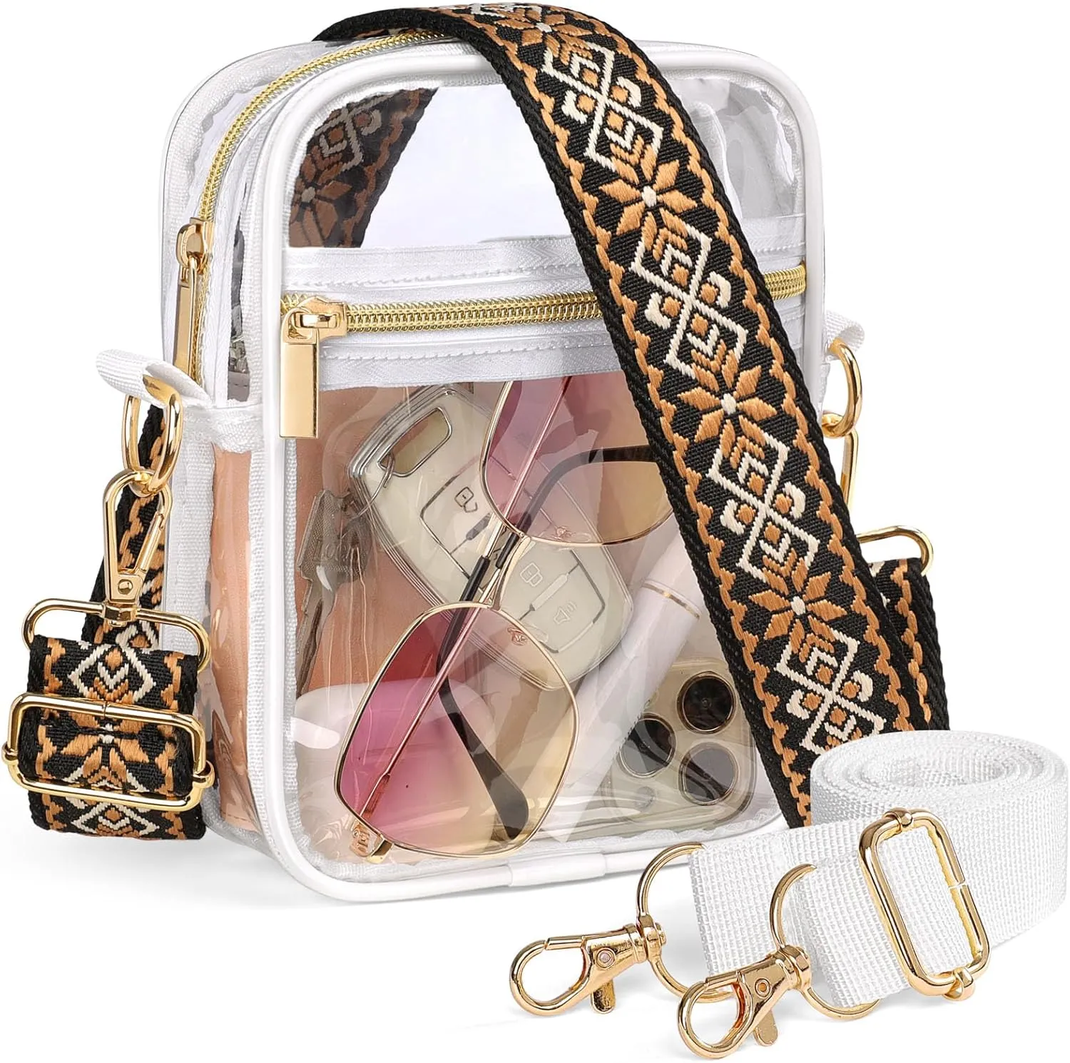 PACKISM Clear Bag for Stadium Events - Clear Purses for Women Stadium Crossbody Messenger Bag for Concerts Sporting Events