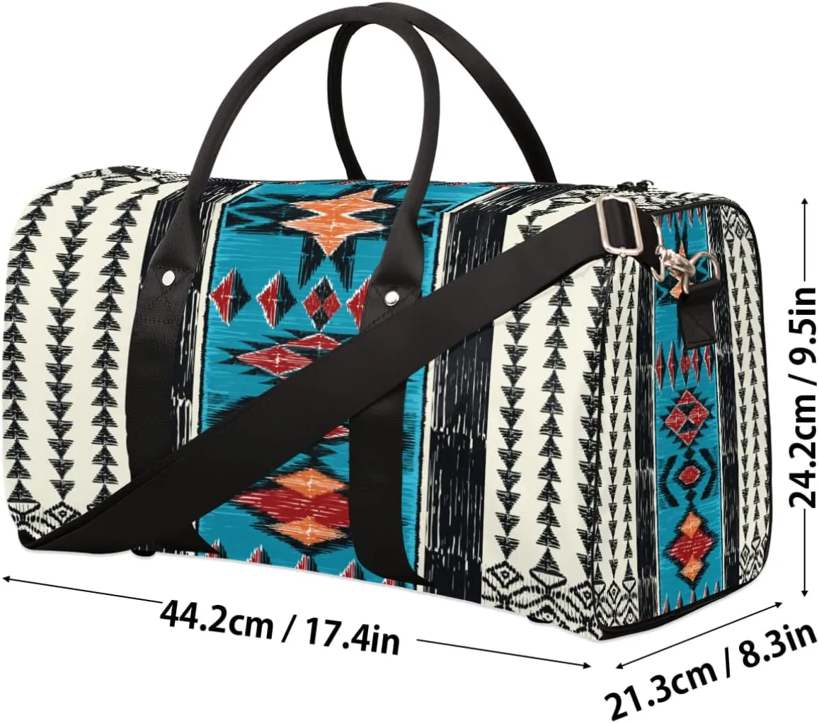 Pardick Aztec Western Small Travel Duffel Bag, Sports Gym Bag, Overnight Bag, Weekender, Waterproof, Lightweight, Foldable, Multifunctional, Polyester
