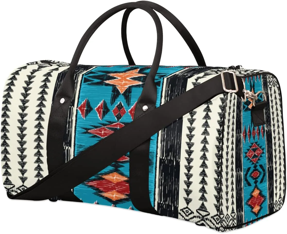 Pardick Aztec Western Small Travel Duffel Bag, Sports Gym Bag, Overnight Bag, Weekender, Waterproof, Lightweight, Foldable, Multifunctional, Polyester