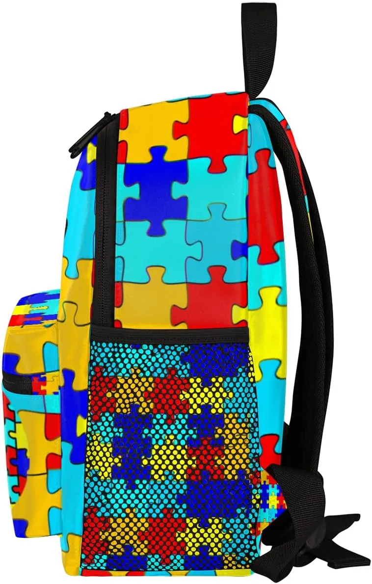 Pardick Personalized Kids Backpack School Bag for Boys, Autism Awareness Custom Toddler Bookbag with Name, Mini Backpack for School & Travel Kindergarten Elementary Bag 12in