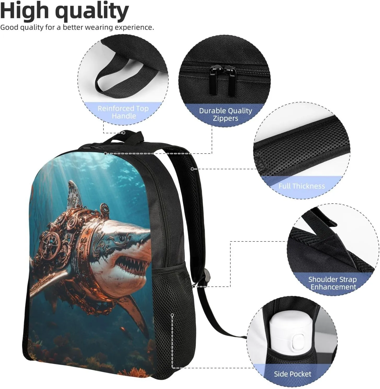 Parts Shark Backpack Waterproof Anti Theft Durable Light Laptop Bag Backpacks For Women Men Travel Gym Backpack