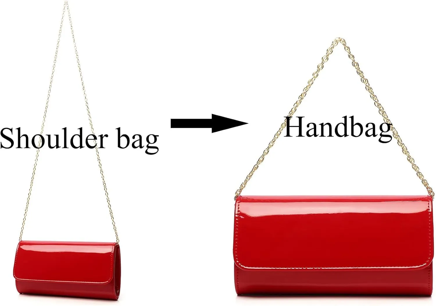 Patent Leather Envelope Clutch Purse Shiny Candy Foldover Clutch Evening Bag for Women