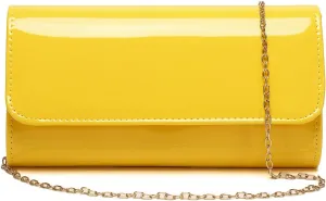 Patent Leather Envelope Clutch Purse Shiny Candy Foldover Clutch Evening Bag for Women
