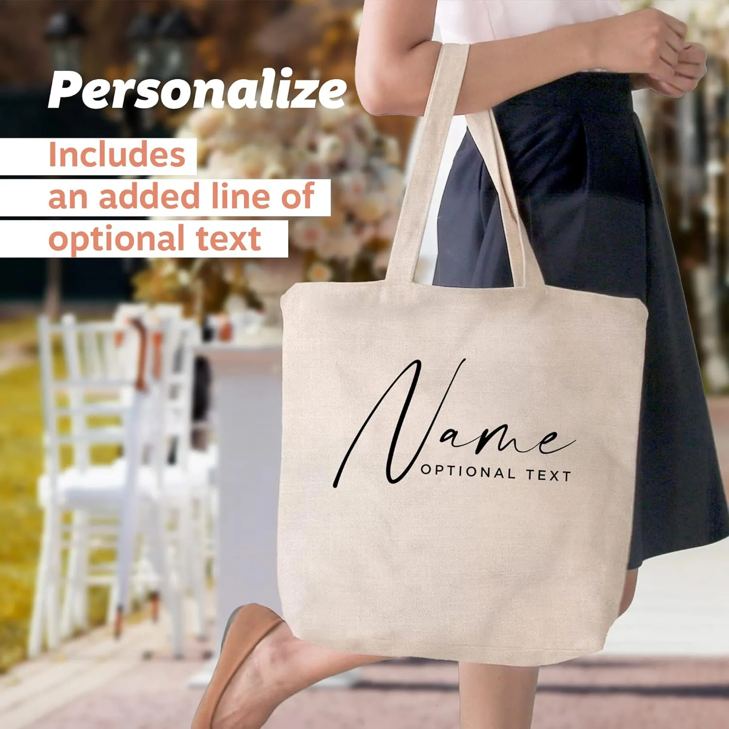 Pattern Pop - Personalized Bridesmaid Tote Bag-Graphic Canvas Tote Bag- Personalized Carry- All Great for Gifting- 14.5”x16”