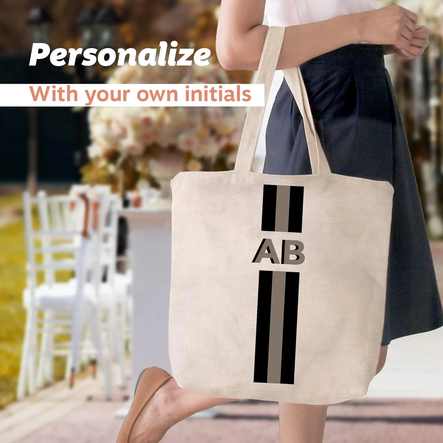 Pattern Pop - Personalized Bridesmaid Tote Bag-Graphic Canvas Tote Bag- Personalized Carry- All Great for Gifting- 14.5”x16”