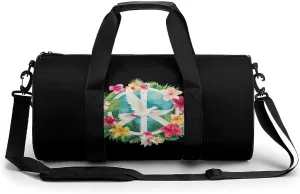 Peace Sign Dove White Pigeon Bird Gym Bag Cylindrical Sports Bag Travel Duffel Bag with Shoulder Strap