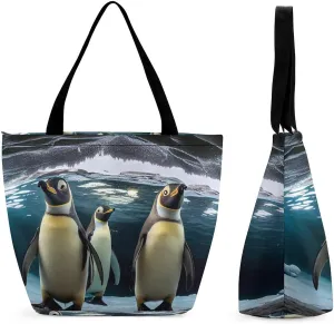 Penguin-colony Women Large Shoulder Bag with Zipper Handbag for Travel Work Totes Top Handle Purse