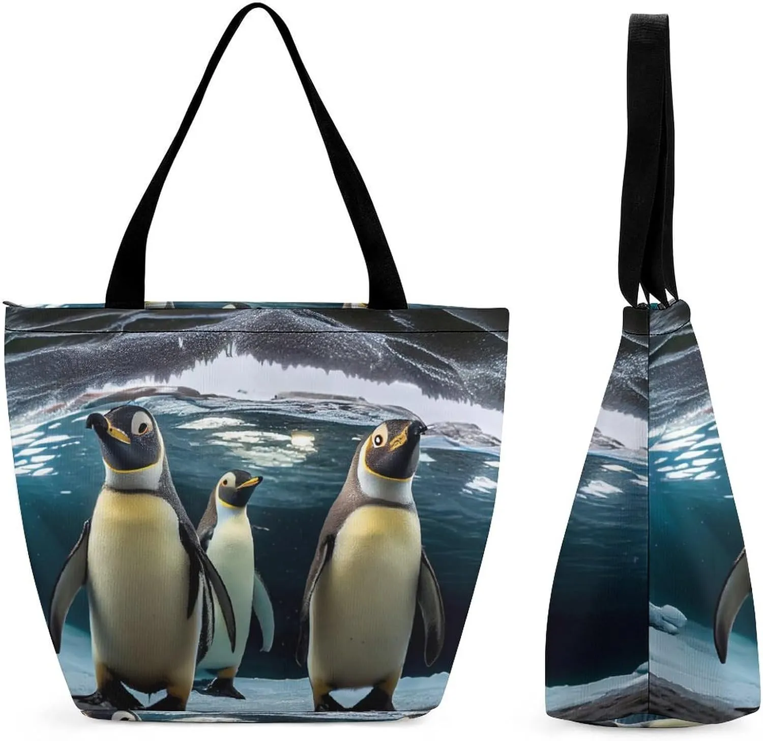 Penguin-colony Women Large Shoulder Bag with Zipper Handbag for Travel Work Totes Top Handle Purse