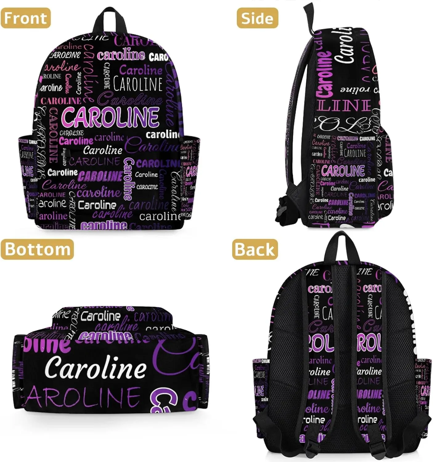 Personalized Backpack Bag with Name Lightweight Custom Shoulder Bags Waterproof Casual Backpacks Travel Laptop Bag 15.1in, Colorful Waves